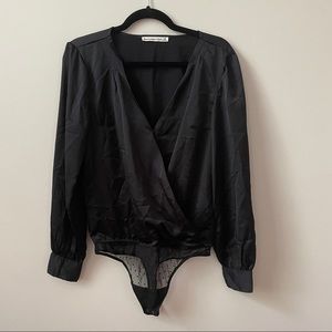 Abercrombie Black Satin Bodysuit